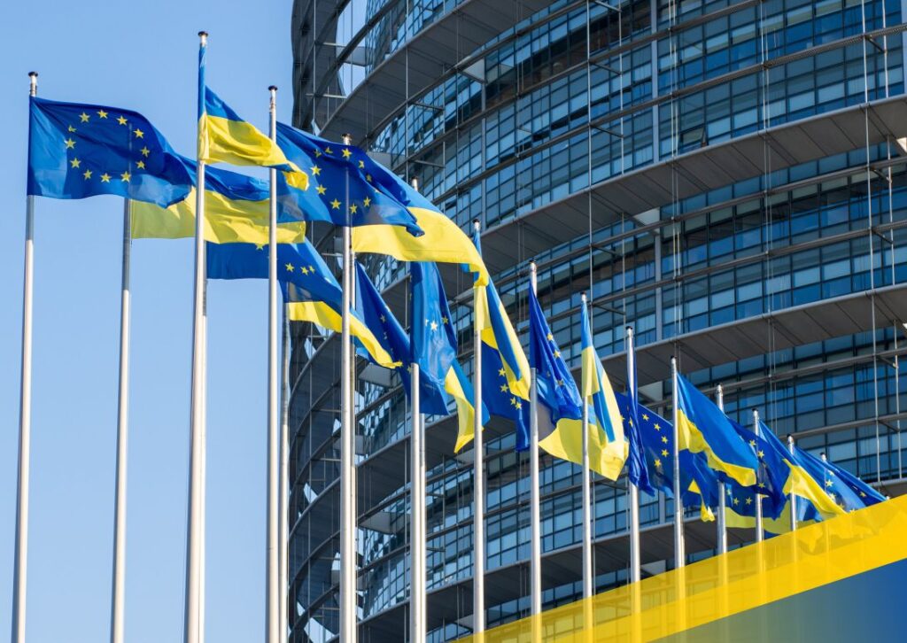 EU and Ukraine flags