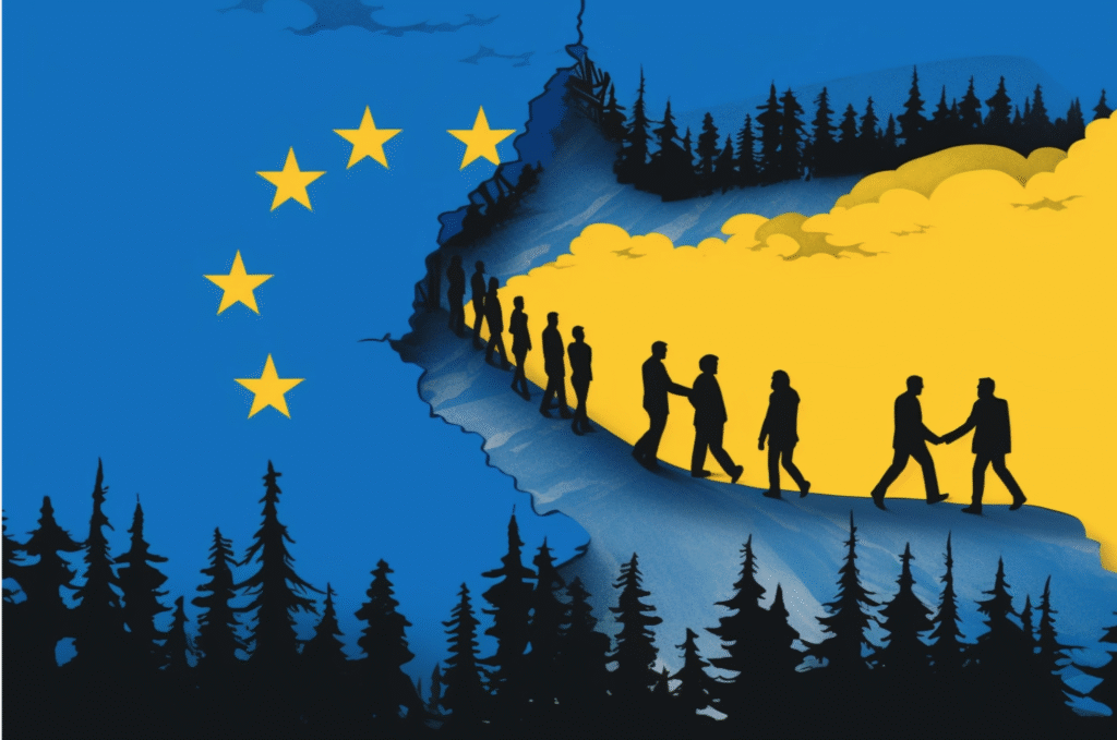 illustrative photo with EU and Ukraine colours