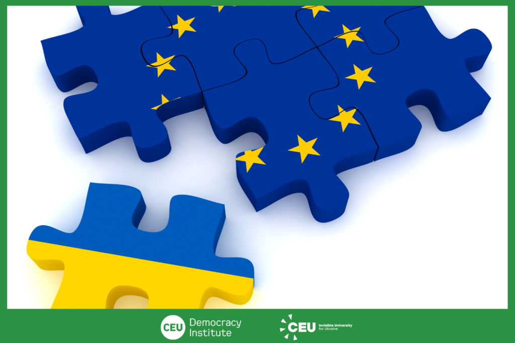 puzzle pieces with the EU and Ukraine's flag on them