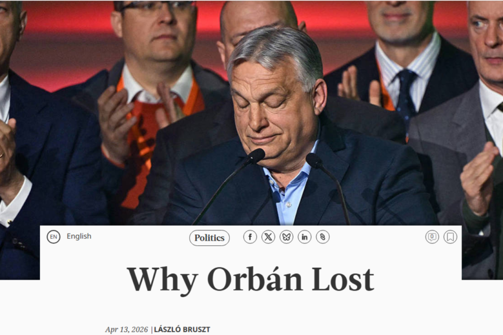 article screengrab with a photo of Viktor Orban